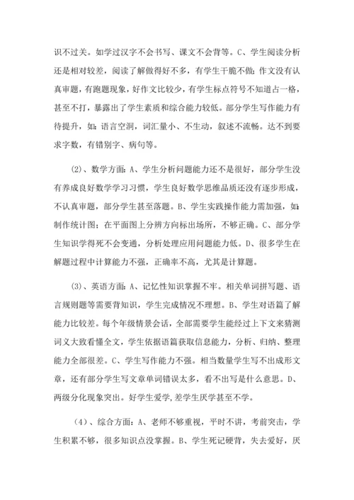 大琉璃学校统测成绩反思及提高教学成绩实施专项方案.docx