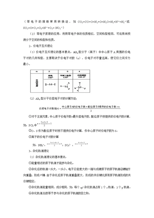 高中化学选修3 物质结构与性质 全册知识点总结