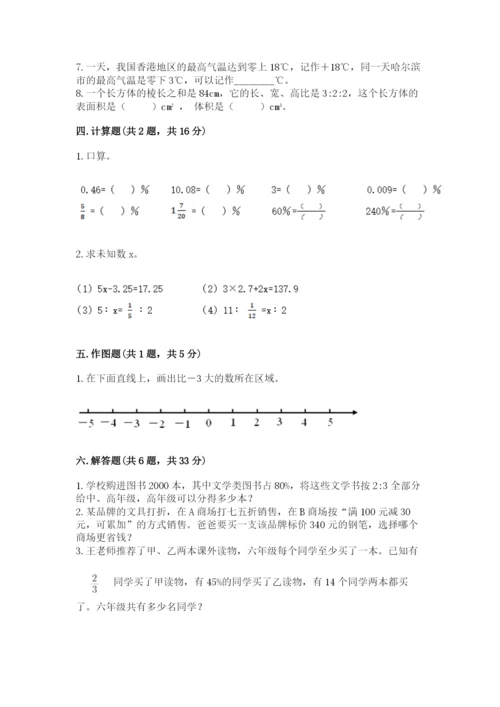 冀教版小学六年级下册数学期末综合素养测试卷及参考答案（轻巧夺冠）.docx