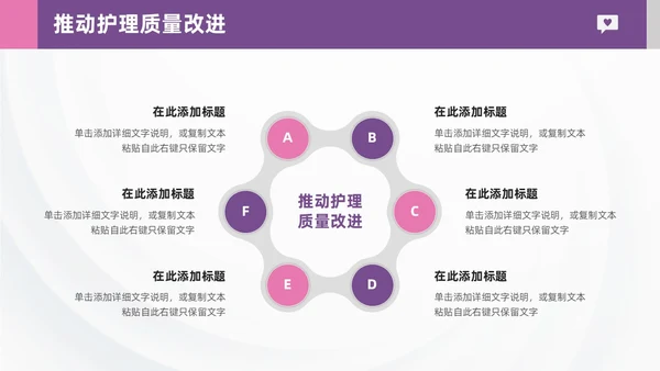 紫粉色形状插画简约风护士长述职报告通用PPT模板