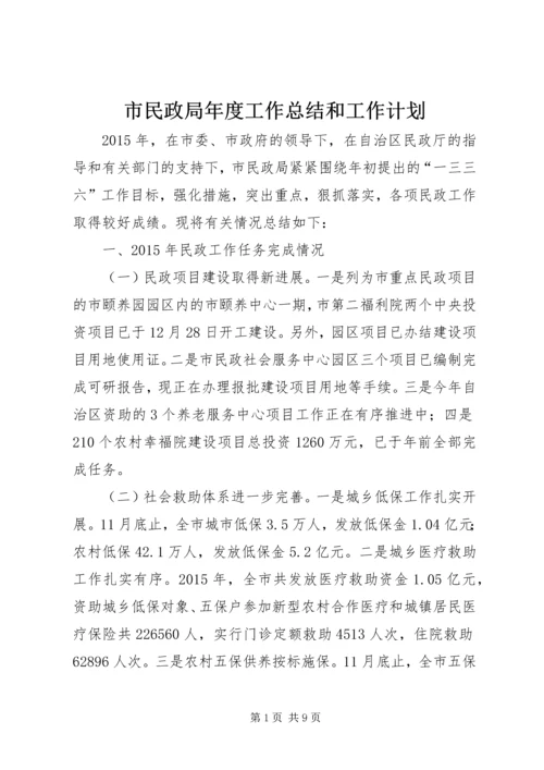 市民政局年度工作总结和工作计划.docx