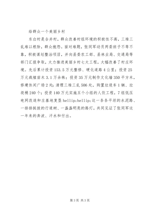 优秀村支部第一书记张同军的先进事迹.docx