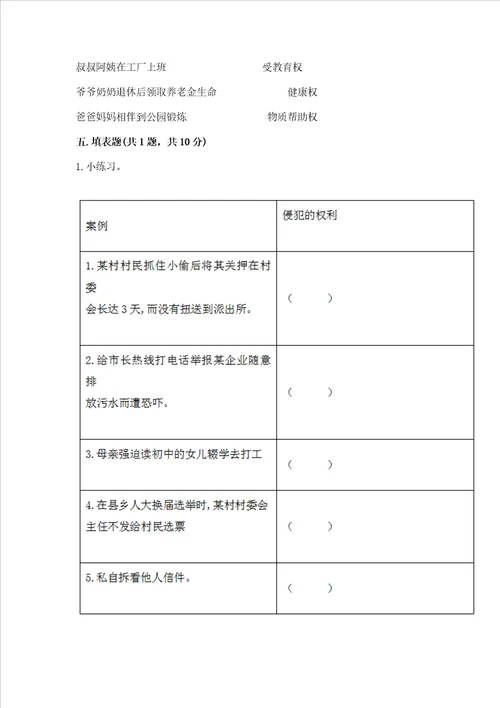 20222023学年六年级上册道德与法治期中测试卷带答案满分必刷