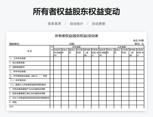 所有者权益股东权益变动