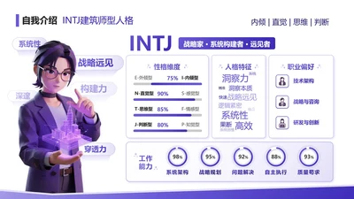 紫色渐变创意MBTI自我介绍PPT单页