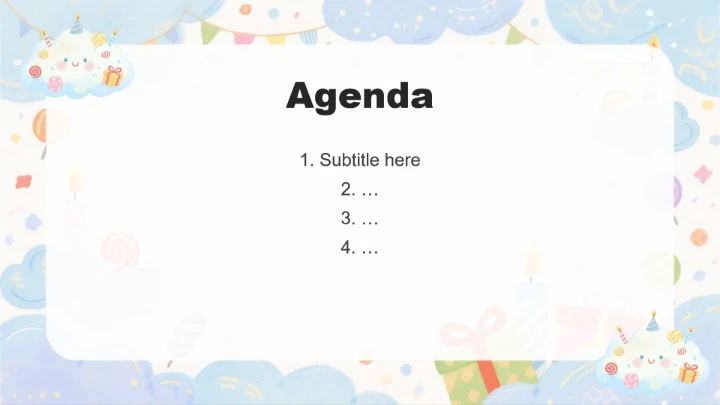 蓝紫色水彩小清新风生日会游戏活动策划PPT主题模板