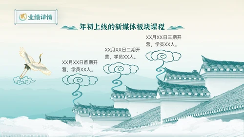 新中式清雅风格年中工作总结通用PPT模板