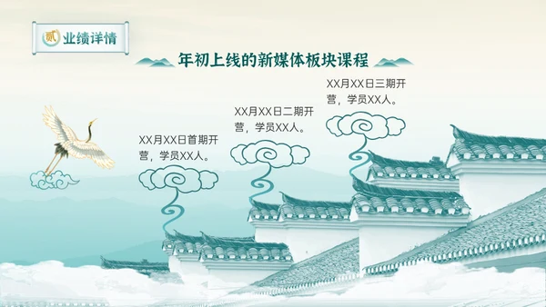 新中式清雅风格年中工作总结通用PPT模板