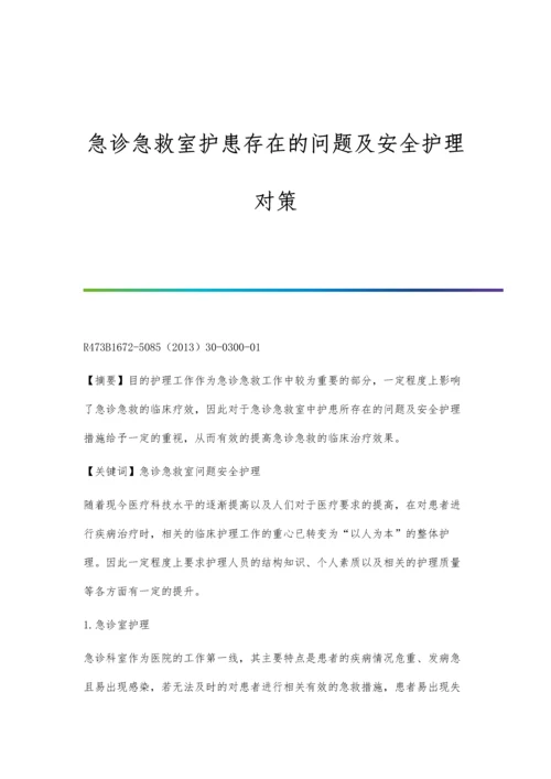 急诊急救室护患存在的问题及安全护理对策.docx