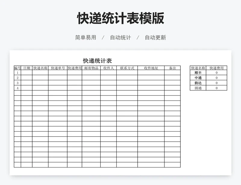 快递统计表模版