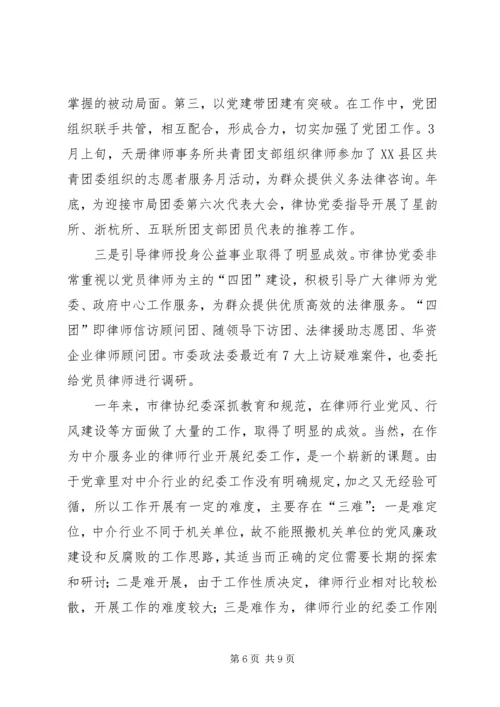 市律协纪委年终工作总结及明年工作计划.docx