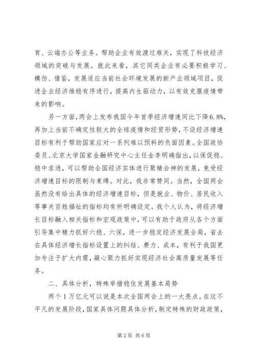落实全国“两会”精神上的心得体会最新.docx