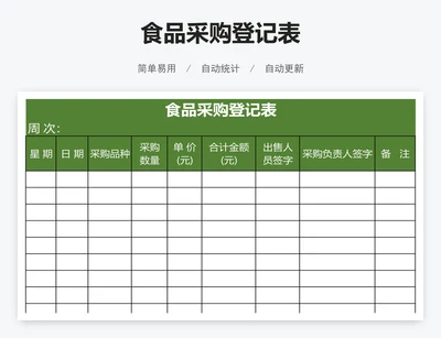 食品采购登记表