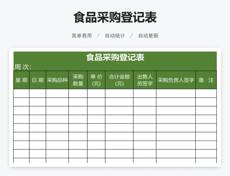 食品采购登记表