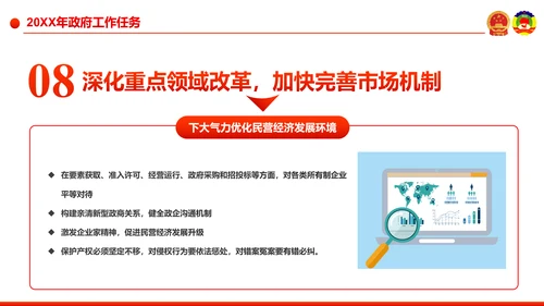 党政大气解读全国两会政府工作报告PPT模板