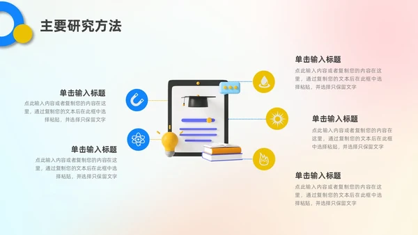 蓝色黄色弥散3D风立体论文开题报告ppt模板