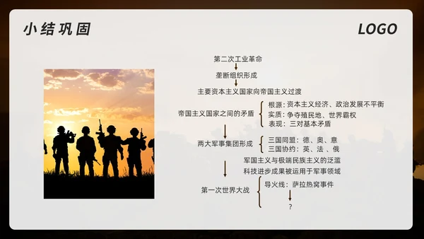 棕色简约初中历史九年级下PPT课件第一次世界大战PPT模板宣初中历史九年级下册