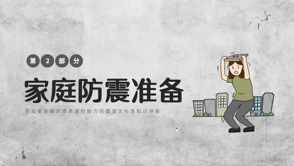 灰色复古简约插画512全国防灾减灾日防震减灾安全通行宣传课
