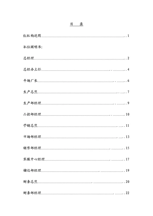 乳业有限公司各部门岗位基本职责专项说明书.docx