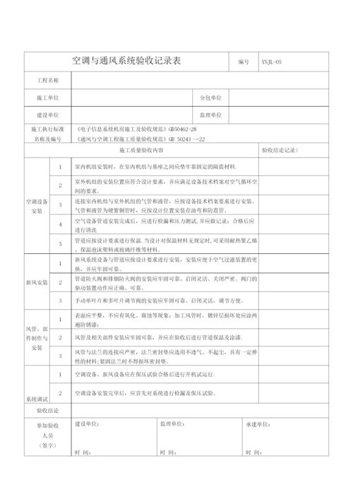 IDC数据中心机房工程验收记录表.docx