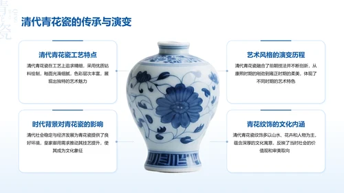 蓝色中国风青花瓷主题美学通用PPT模板