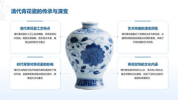 蓝色中国风青花瓷主题美学通用PPT模板
