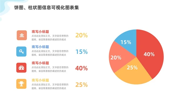 通用多彩饼图柱状图信息可视化图表集PPT