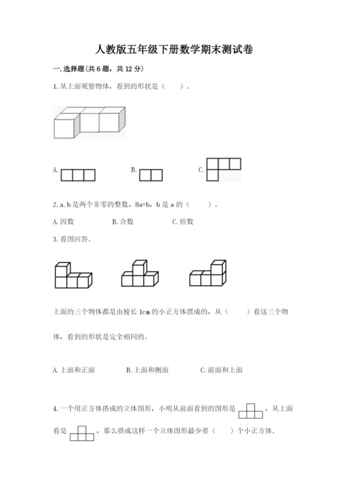 人教版五年级下册数学期末测试卷精品【a卷】.docx