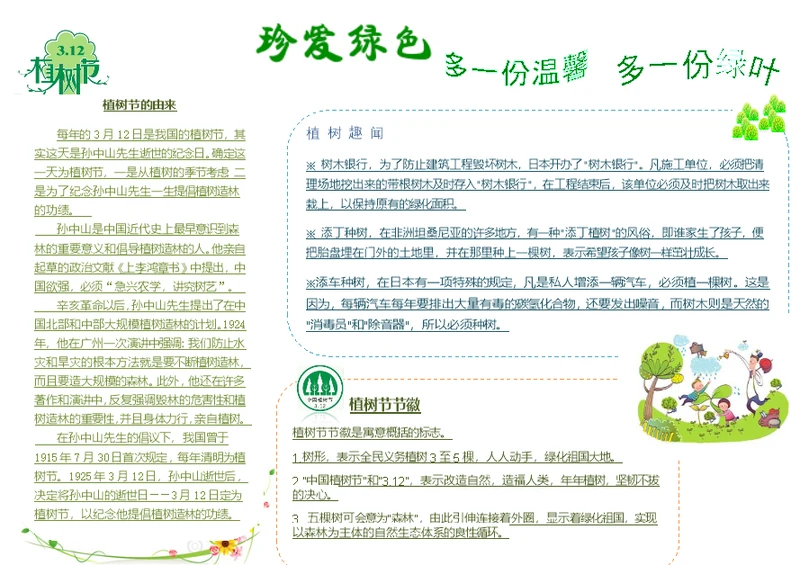 植树节手抄报电子小报word