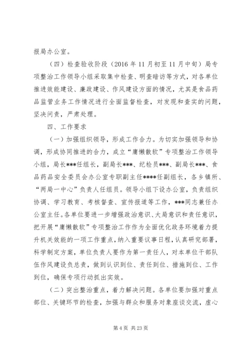食品药品局“庸懒散拖”专项治理活动的实施方案.docx