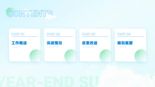 蓝绿轻盈年终总结商务模板