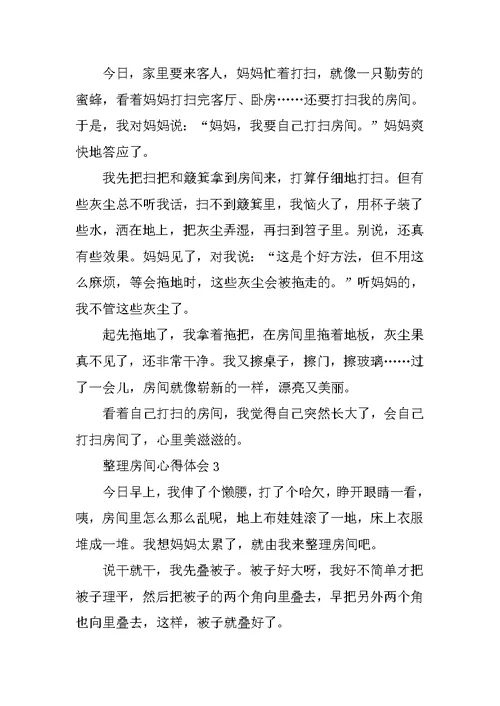 整理房间心得体会10篇