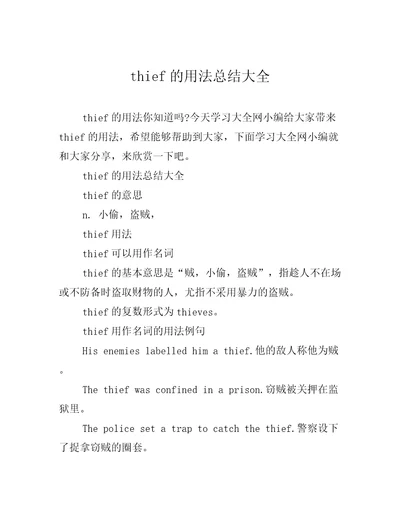 thief的用法总结大全