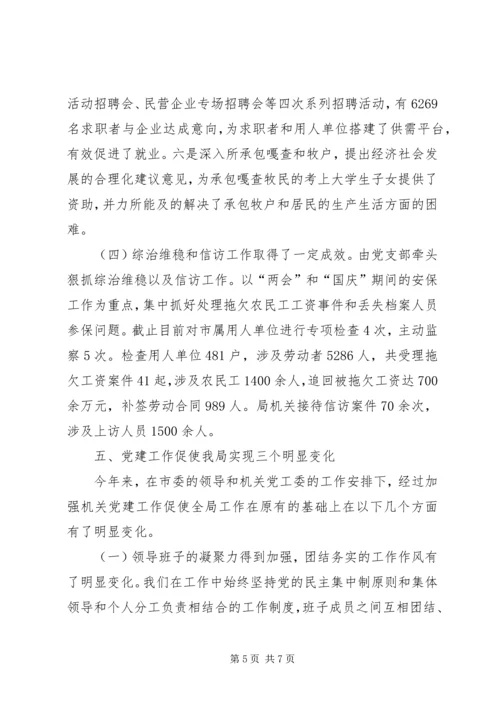 人事劳动和社会保障局局长党建工作述职报告.docx