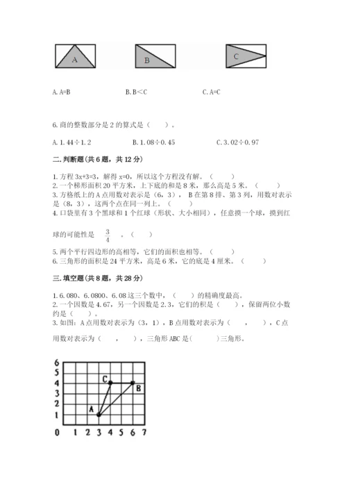 2022人教版五年级上册数学期末测试卷（综合卷）.docx