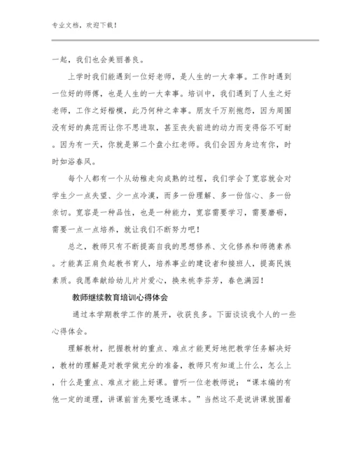 教师继续教育培训心得体会例文14篇汇编.docx