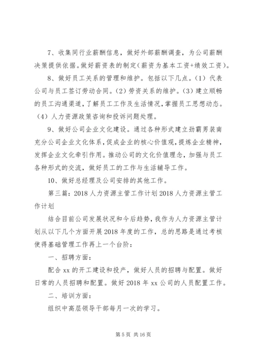 新任人力资源主管工作计划书4.docx