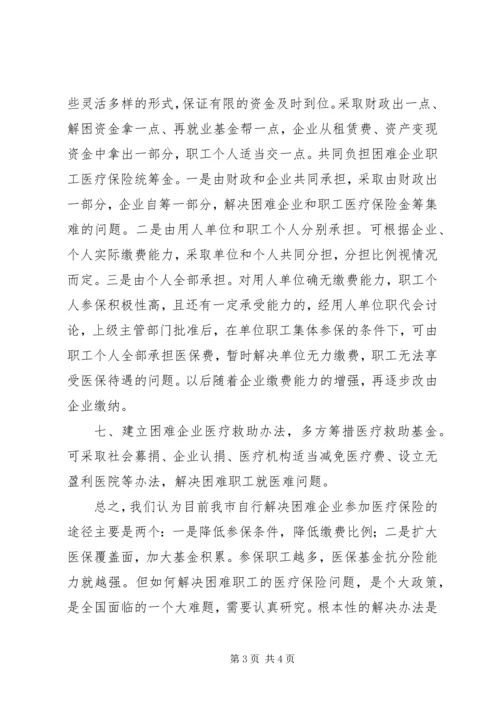 困难企业参加医疗保险问题调研报告.docx