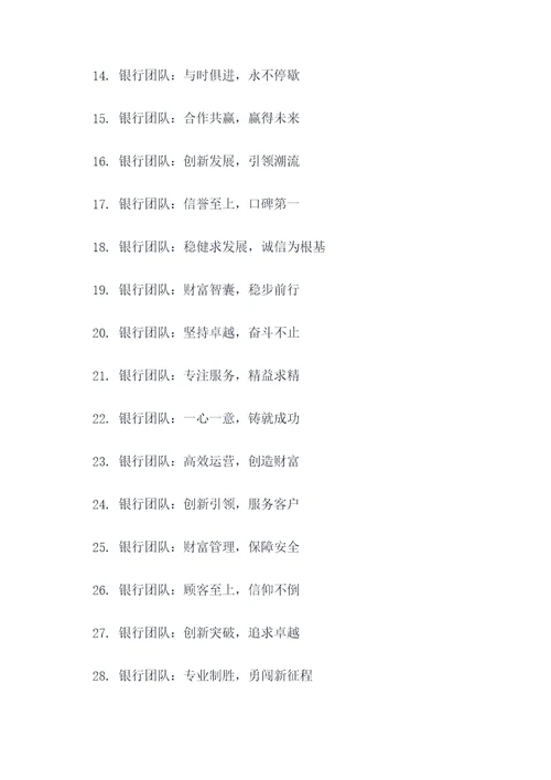 关于银行团队名称和口号
