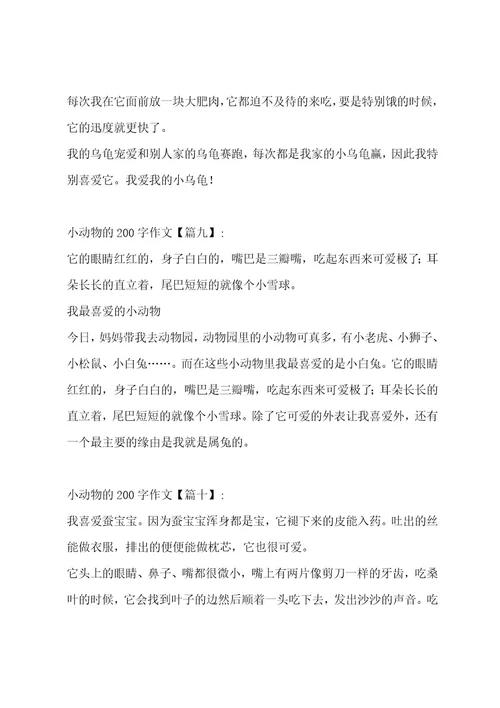 小动物的200字作文汇编14篇作文