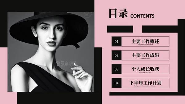 粉色欧美风目录页PPT版式合集