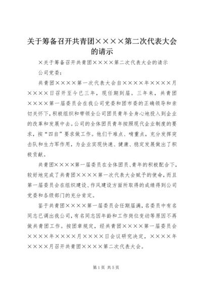 关于筹备召开共青团××××第二次代表大会的请示.docx