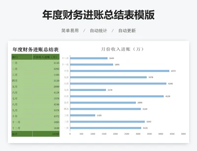 年度财务进账总结表模版