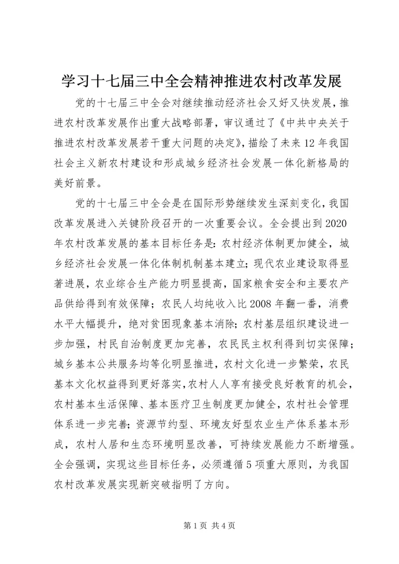 学习十七届三中全会精神推进农村改革发展 (4).docx