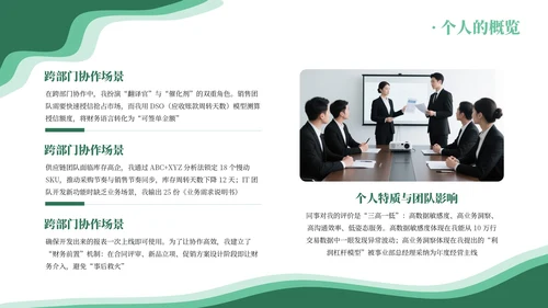 绿色系简约员工述职报告通用模板PPT