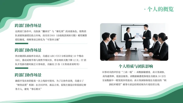绿色系简约员工述职报告通用模板PPT