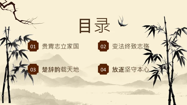 黄色中国风端午节屈原介绍PPT