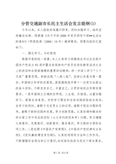 分管交通副市长民主生活会发言提纲(1).docx