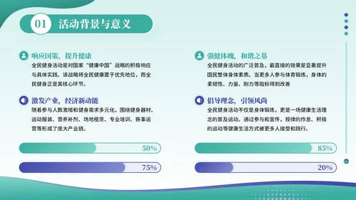 绿色插画风全民健身活动PPT模板