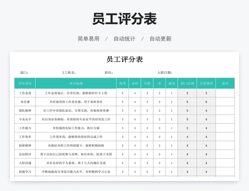 员工评分表